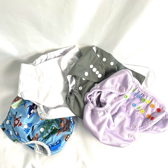 Alvababy Other - 4 Cloth Diaper Covers One Size Snap Stay Dry Alva Baby Pooters Wegreeco Swim